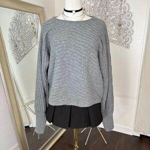 Chunky Boxy Soft Grey Oversized Bat Sleeve Sweater Pink Rose NWT XL